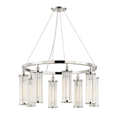 Marley 8 - Light Solid Brass Wagon Wheel Chandelier