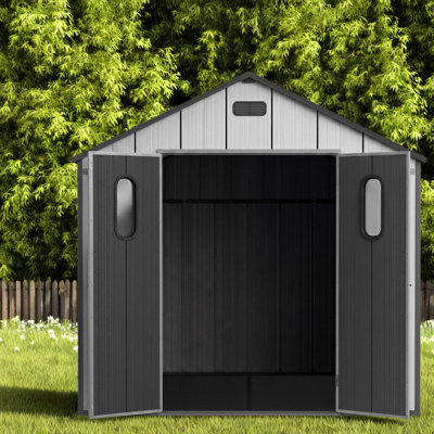 Spacious 8x6 Ft Resin Sheds with Storage, Steel Frame, Modern Backyard Shed