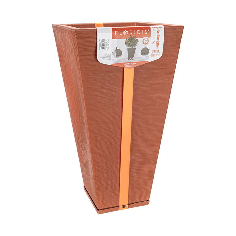 Pot à fleurs en résine Zurique, H 29,13 po x l 16,14 po x P 16,14 po, Terra Cotta