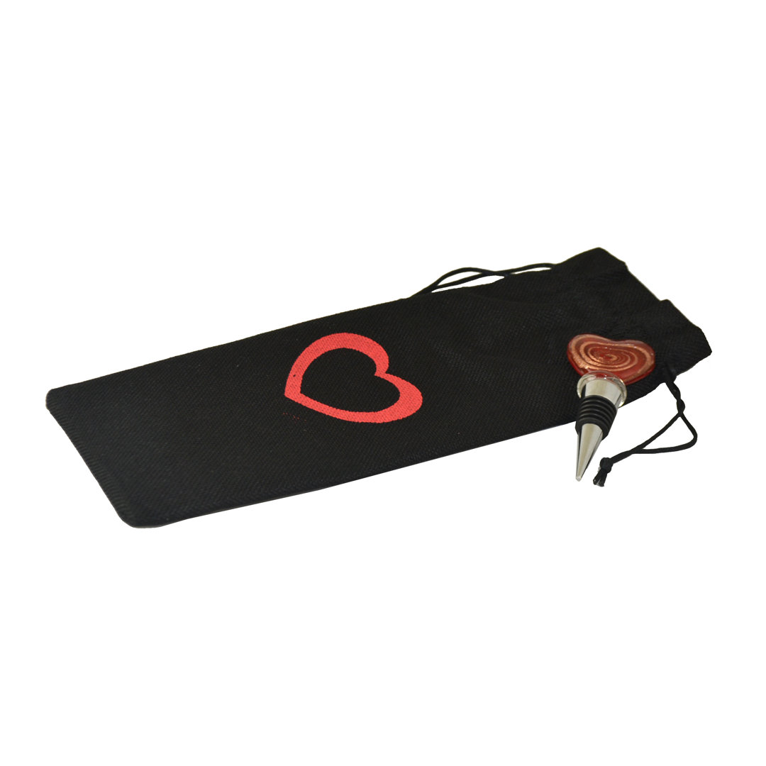 Sherell Wine Bag and Swirling Heart Wine Bottle Stopper 2 Piece Gift Set Red Barrel Studio®