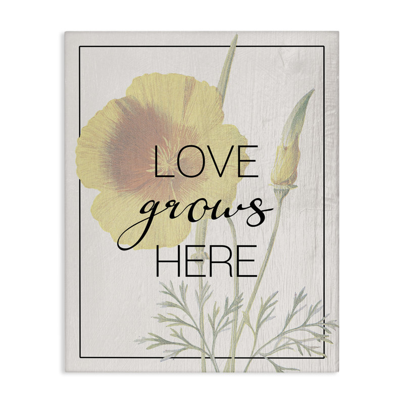Toile rétro Love Grows Here, design par Lil 'Rue, H 20 po x l 16 po