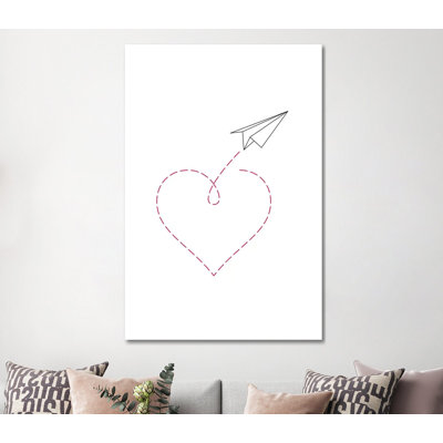 Paper Plane And Heart II by Nouveau Prints - Wrapped Canvas Gallery-Wrapped Canvas Giclée
