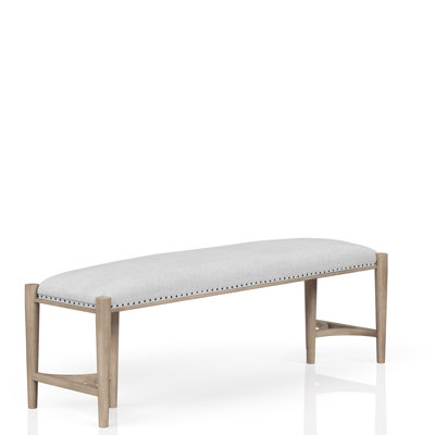 Banc de couleur sable avec revêtement luxueux, bases triades, touche élégante pour le vestibule, siège rembourré, accueillant