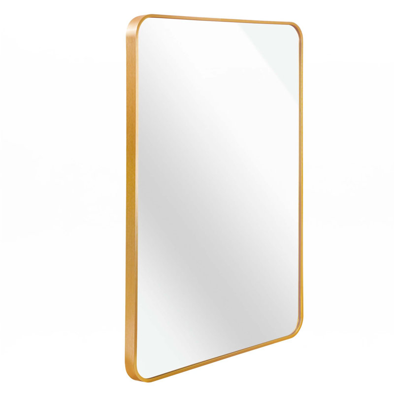 30X40" Metal Framed Rectangular Rectangular Bathrrom Mirror For Wall, Gold