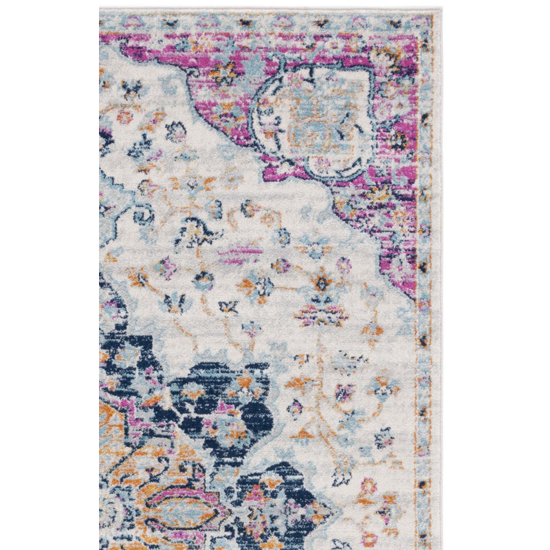 Tapis oriental ivoire / fuchsia Christa, Rectangle 6 pi x 9 pi