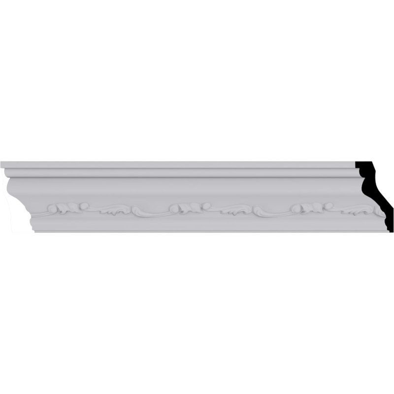 94.5" White Urethane Crown Moulding with Ornate Design