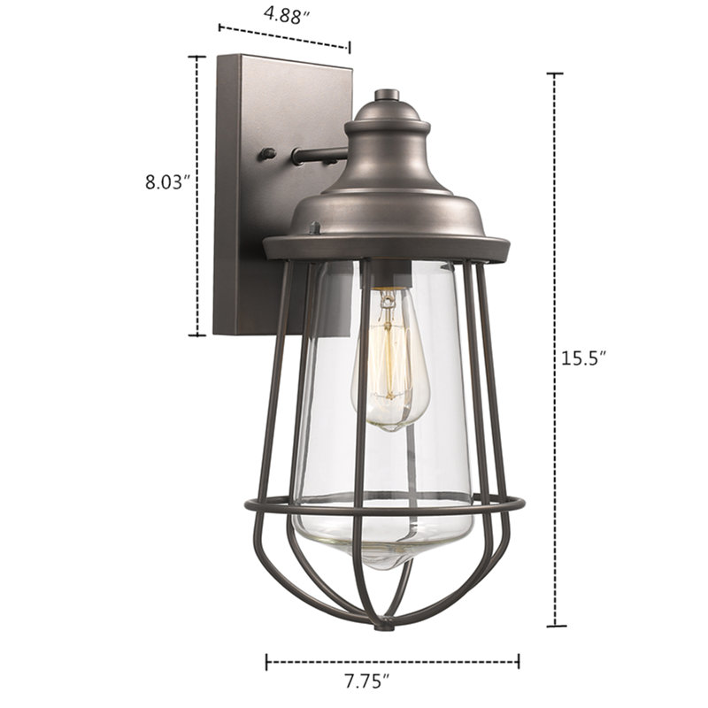 Duell Wall Light, Rubbed Bronze, 15.5" H x 7.75" W x 8.25" D