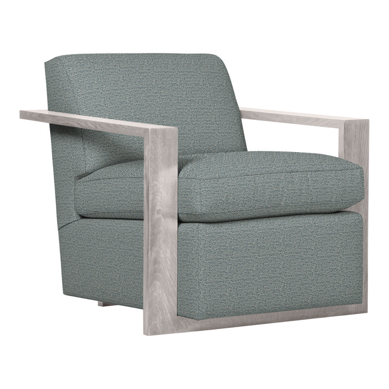 Thom Filicia Home 32" Wide Upholstered Armchair, Dove Gray, Tuck Cobalt