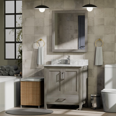 Jacques 30 in. W x 22 in. D Bath Vanity, Faucet Set, and 28 in. Mirror