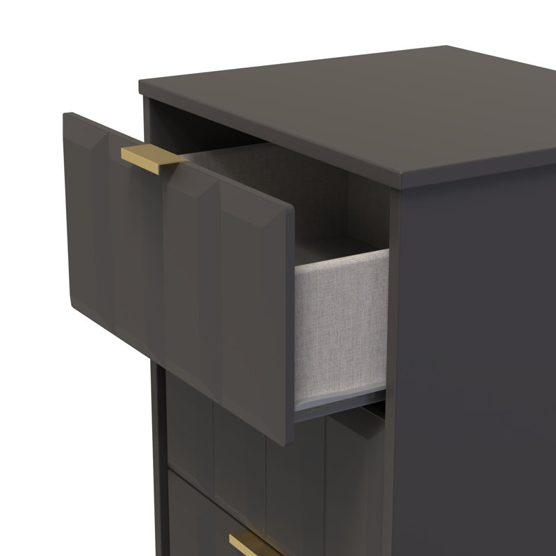 Arnesto 45cm W Manufactured Wood Bedside Table, Graphite Black
