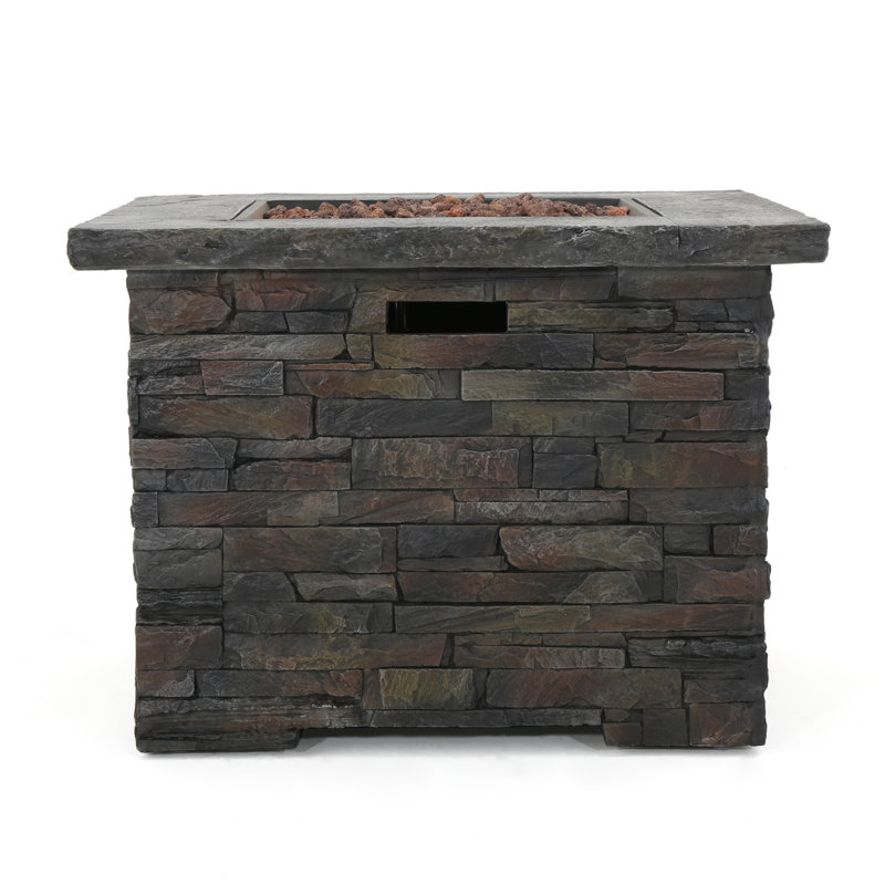 35" SQUARE MGO FIRE PIT - 40000 BTU., 24.57" H x 33.07" W x 33.07" D, Stone Gray