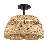 Twinkle Double Lights Semi Flush With Rattan Shade Black Metal Finish for Farmhouse Style