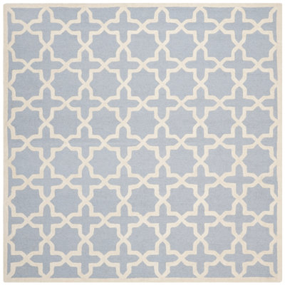 Tapis bleu clair / ivoire en laine touffetée à la main Cannen