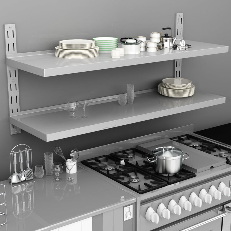 Abrego 2 Piece Metal Floating Shelf, 18 cm H x 100 cm W x 30 cm D