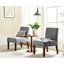 Dazzling Fabric Accent Chair With Round Wood Table For Office Grey (2) Desk, Bedroom/home Office/corner Decorative