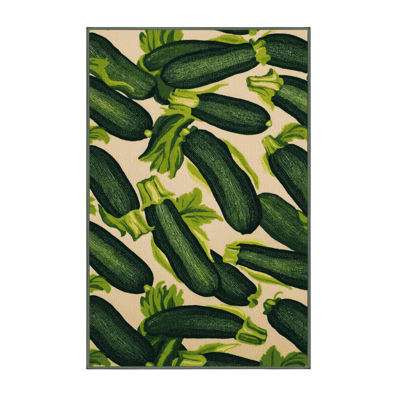 Tapis à motif de six courgettes lavables Ginza, Rectangulaire 2 pi x 3 pi