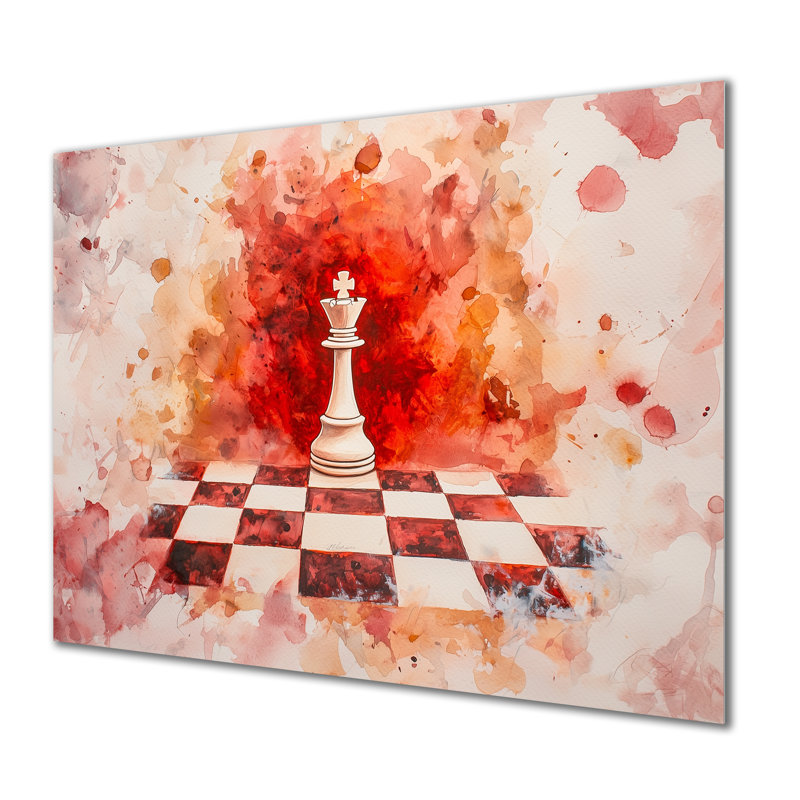 Queen's Power In Chess Game I - Art mural en métal, impression moderne, H 12 po x l 20 po x P 0,84 po