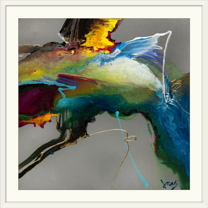 Reproduction d'art graphique «Geste X11» par Frioucheburg, H 20" x l 20" x P 1", Cadre blanc