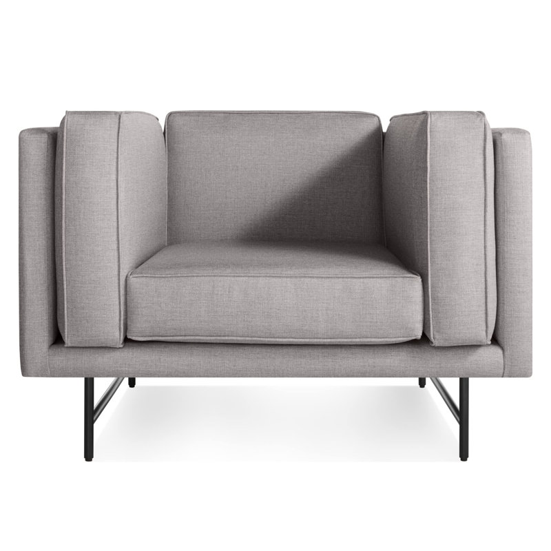 Bank Upholstered Club Chair, Black, Vern Grey