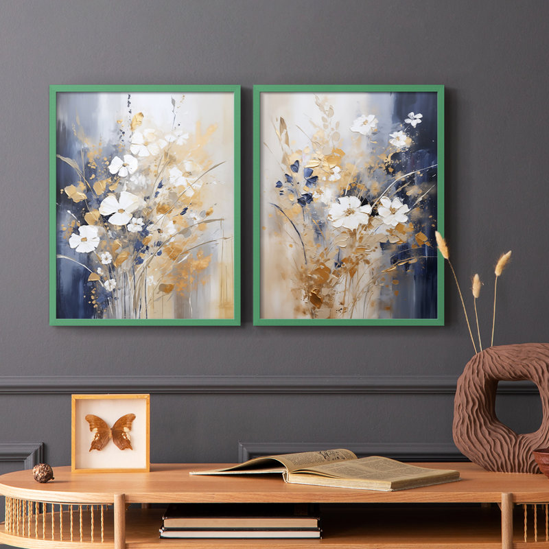 FLORAL Series CCCCLXII - Reproduction encadrée de qualité supérieure - prête à être accrochée - aucun clou requis - aucun clou requis