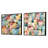 Soft Pastel Color Nordic Building Collage - Abstract Square Collage Set Of 2-101861902-101861901