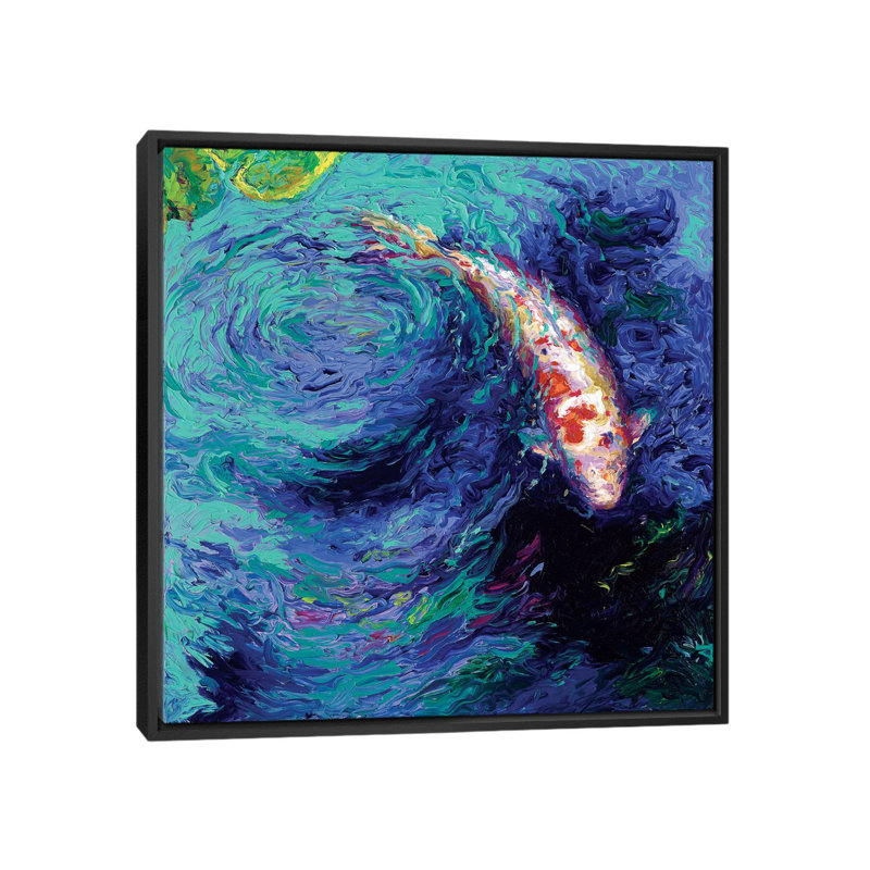 « jacaranda », reproduction d’art sur toile tendue, H 18 po x l 18 po x P 1,5 po, Toile avec cadre noir, Pas de tapis