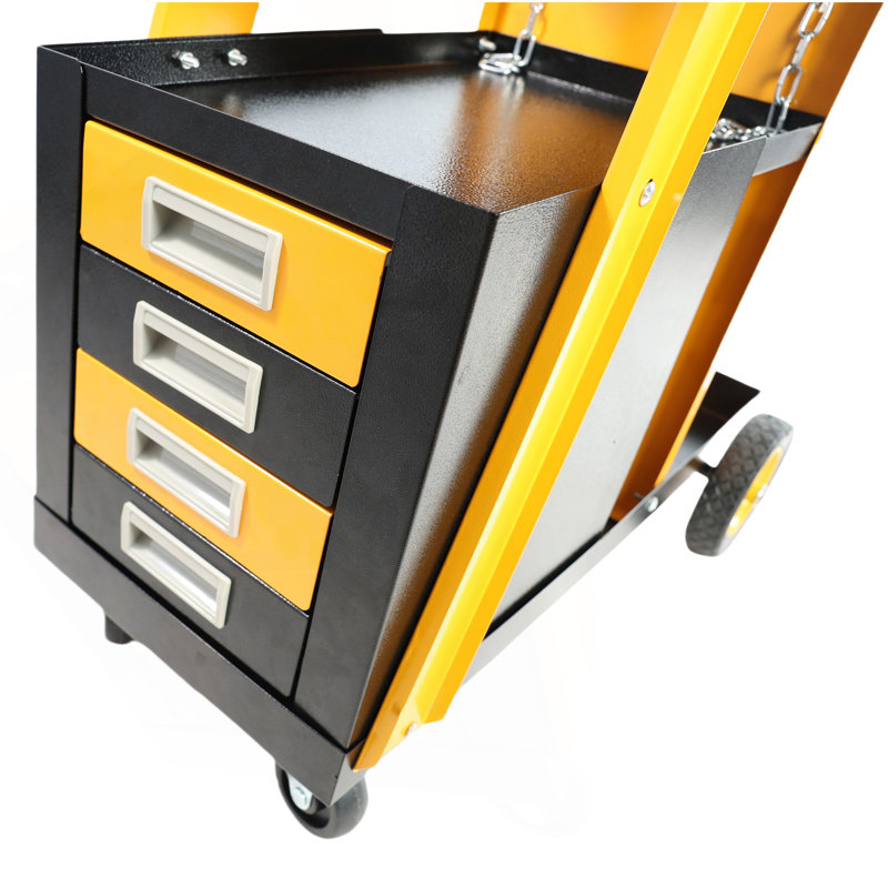 Multi-Function Welder Trolley, MIG TIG ARC Plasma Cutter Storage Tank With 2 Safety Chains, Portable 4-Drawer Chest, Weight 280 LBS