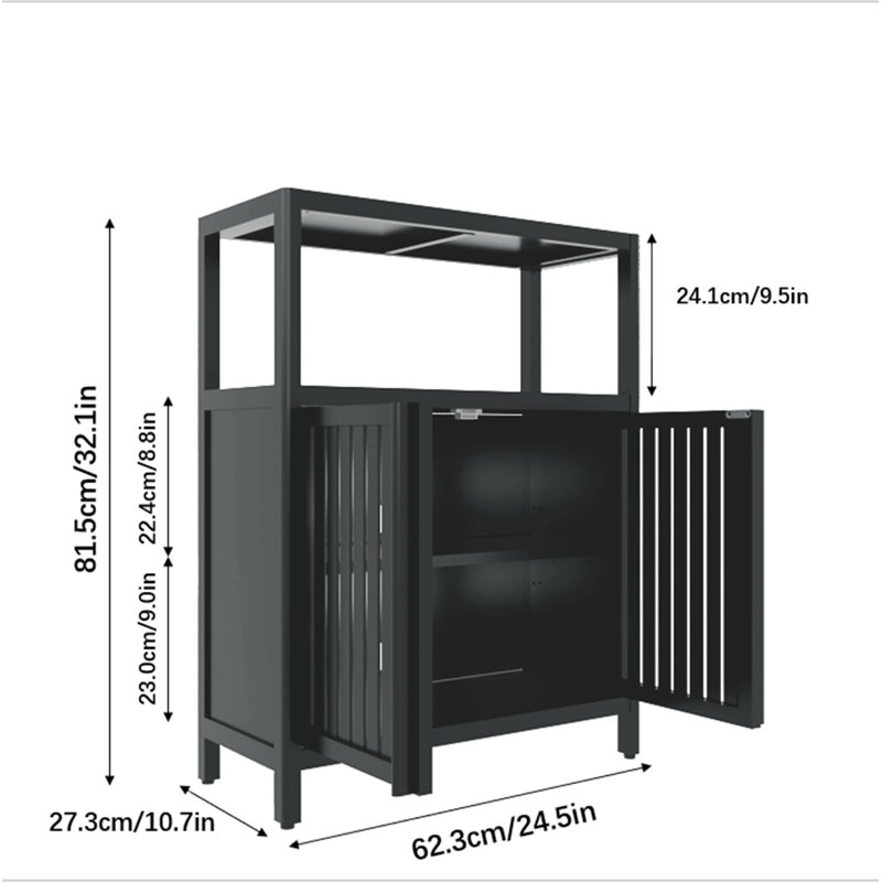 Meuble de rangement en bambou à grande capacité pour salle de bain, Noir, noir, noir, noir