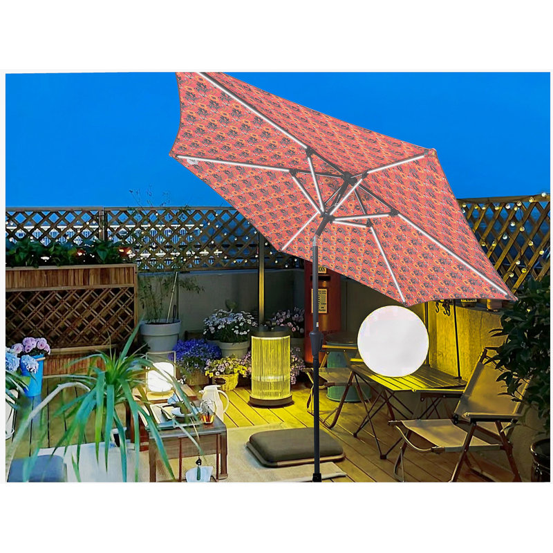 9FT UMBRELLA WITH LIGHT Pattern + Orange, Orange