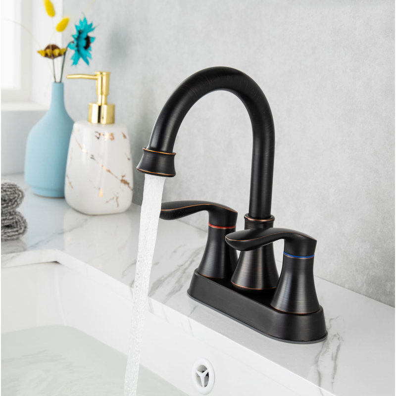 Centerset 2-handle Bathroom Faucet with Drain Assembly, Oil Rubbered Bronze