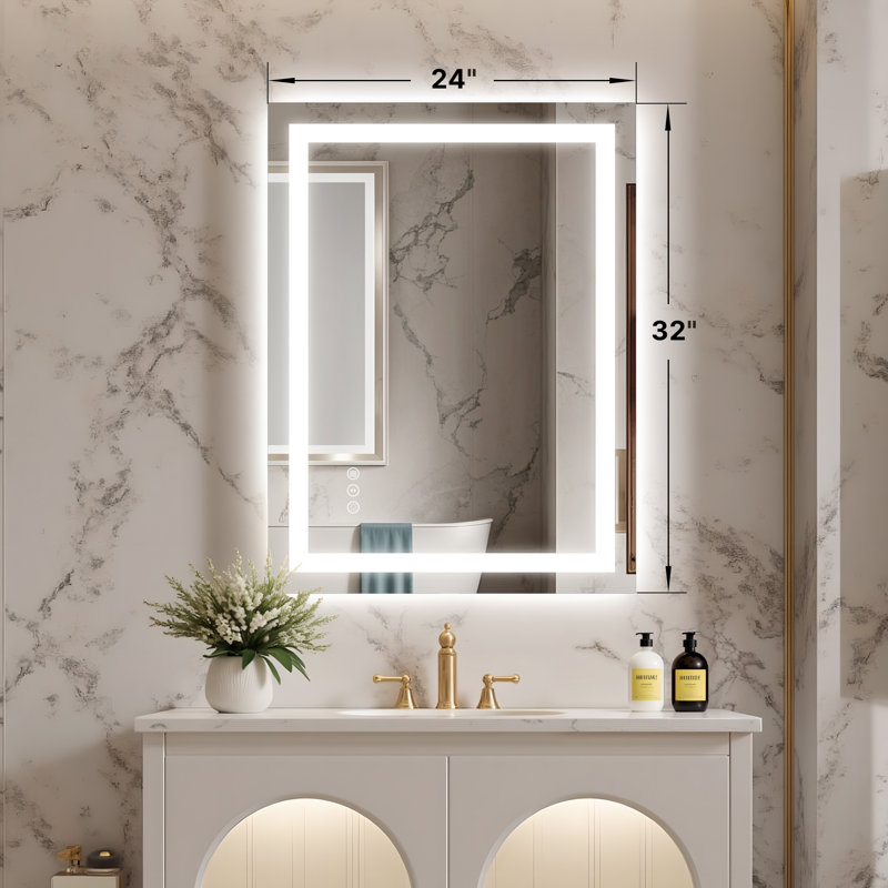 UL Certified Front & Back LED Anti-Fog Tempered Glass Bathroom Vanity Mirror, 32 po x 24 po 