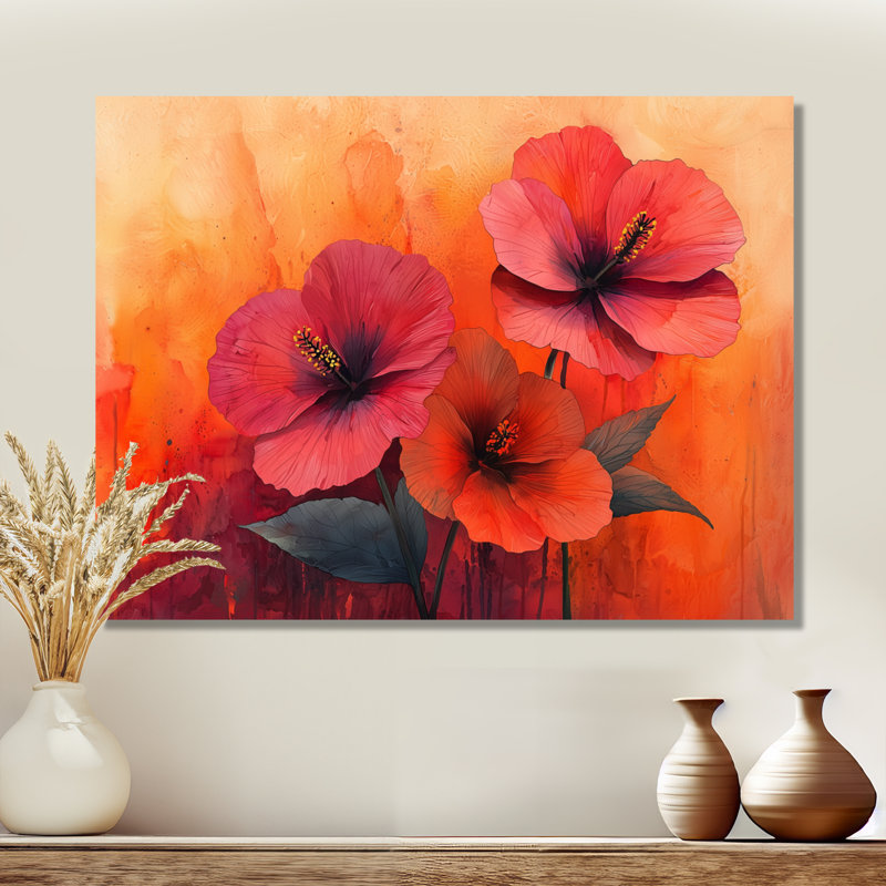 Hibiscus Vivid Hues, harmonie liquide II, impression d'art en métal traditionnel, H 34 po x l 44 po