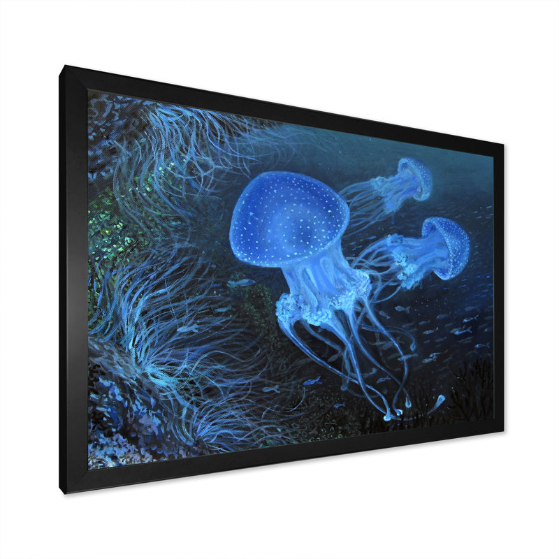 Danse sous l'eau - reproduction sur toile, Cadre d'angle fermé noir, H 8 po x l 12 po x P 1 po