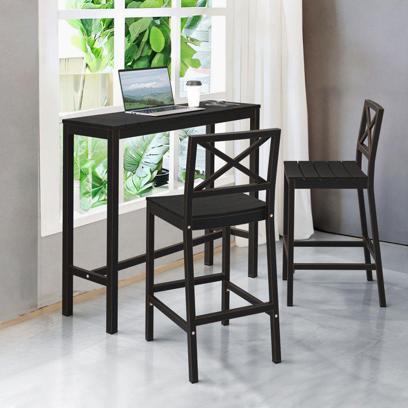 Table de bar Seto, Noir, H 39,4 po x l 45 po x P 15,3 po