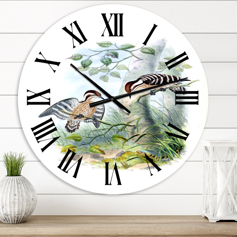 Vintage Birds In The Wild I - Horloge murale traditionnelle, Extra Small