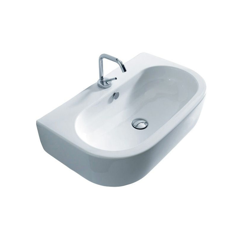 Lavabo de salle de bain en forme de u avec trop-plein en céramique Flo Ceramic