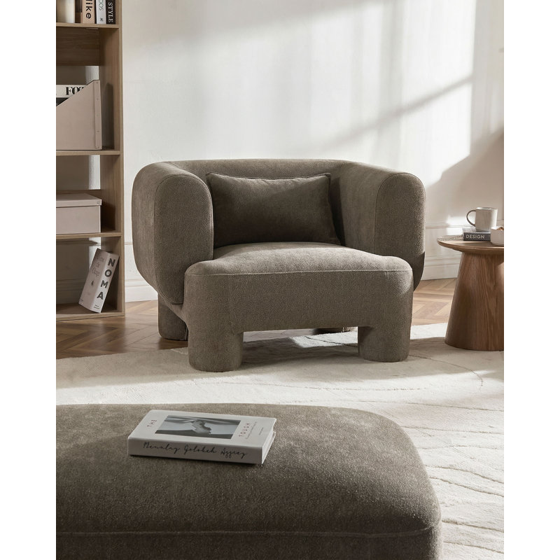 Upholstered Fabric Armchair, Brown