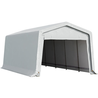 Heavy Duty 10X20Ft Outdoor Car Shelter With Dual Zipper Roll-Up Doors, Galvanized Steel Frame & Waterproof Pe Cover – Portable Garage Tent For Car, Boat, Equipment Storage (White)