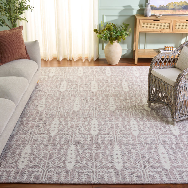 Jardin 852 Hand Tufted Wool/Cotton Vintage Look Rug in Purple/Ivory, Rectangle 8' x 10'