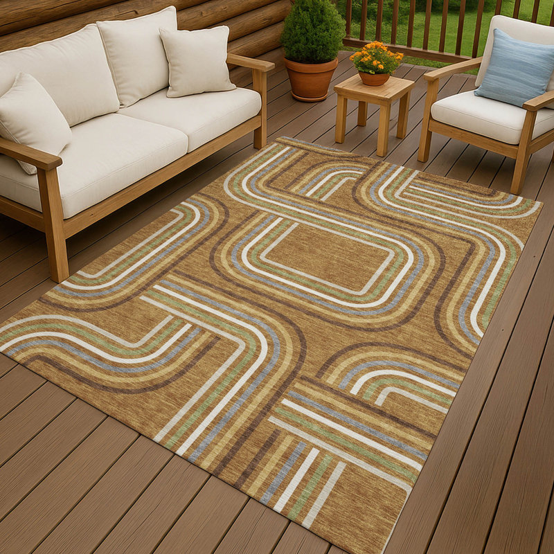 Machine Washable Indoor/Outdoor Chantille ACN2535 Geometric Rug, Paprika, Rectangle 2'6" x 3'10"
