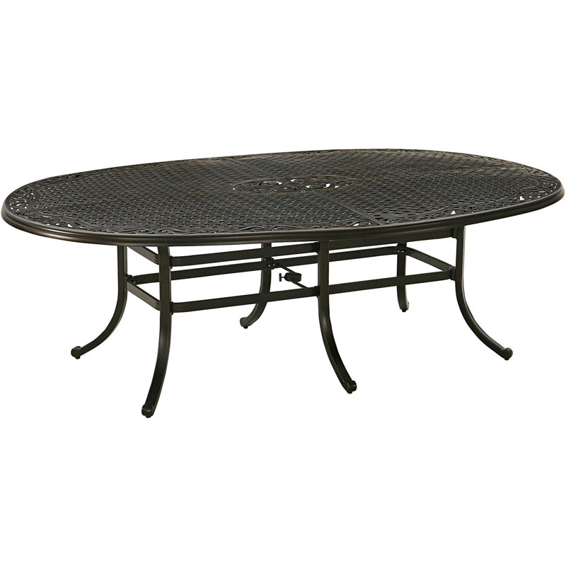 Bronze and Tan 6-Person Oval Outdoor Dining Set with Aluminum Frame