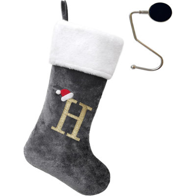 Bas de Noël monogrammés de 20 pouces avec lettres, bas de Noël super doux, bas de grand monogramme, bas de lettre rouge pour les Fêtes de Noël, cadeau de Noël…