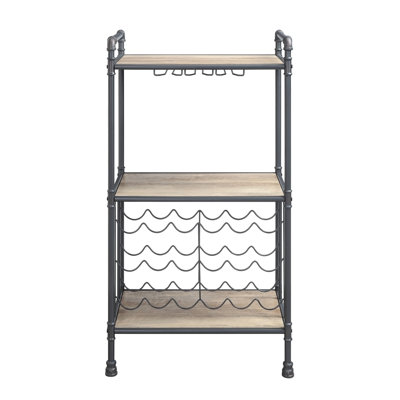 Brantley Industrial 45"H Rectangular 18-Bottles Floor Wine Rack in Antique Oak and Sandy Gray