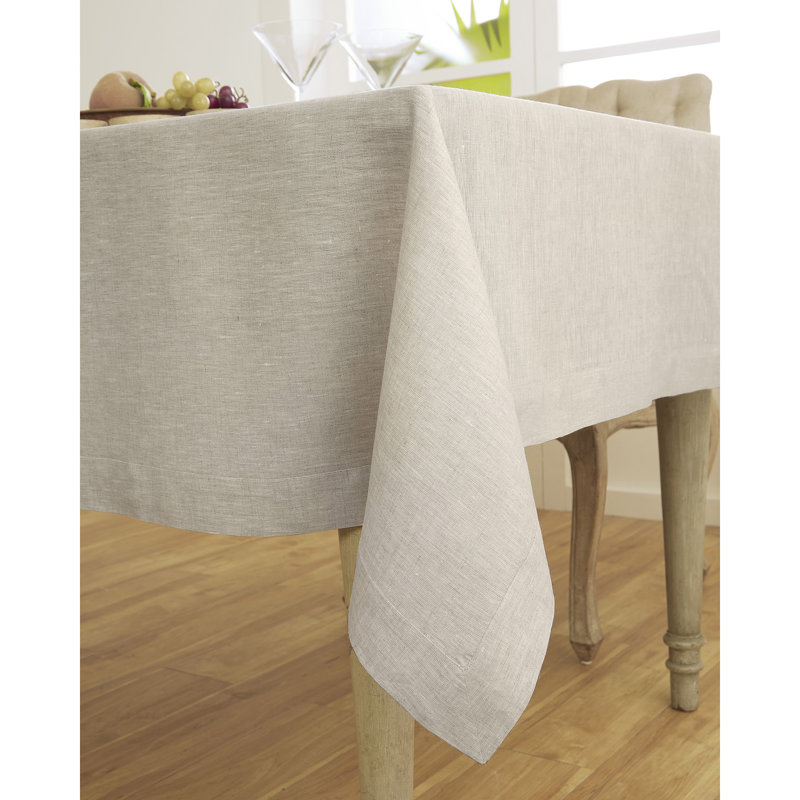 100% Pure Linen Tablecloth - Athena, 90" x 60", Light Natural