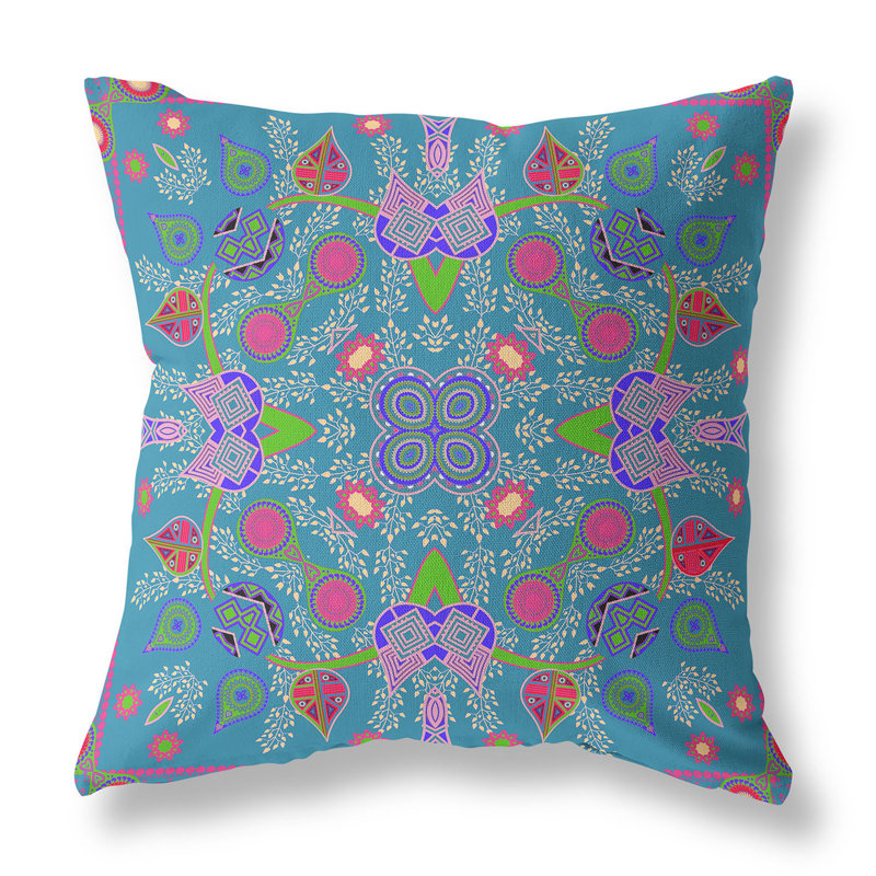 Coussin 18 po x 18 po, Bleu / vert