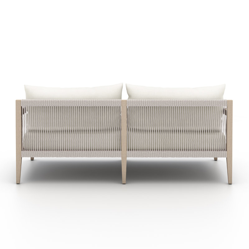 Sherwood Outdoor 2 - Seat Loveseat, Solid Wood, Gray Cushion/Brown/Gray Frame