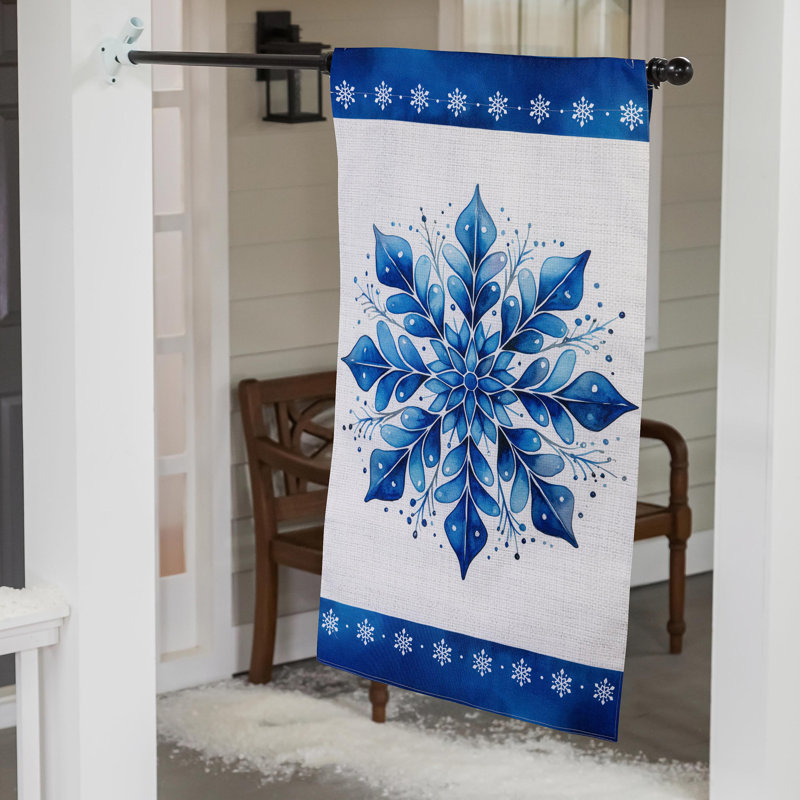 Drapeau de maison scintillant en flocon de neige
