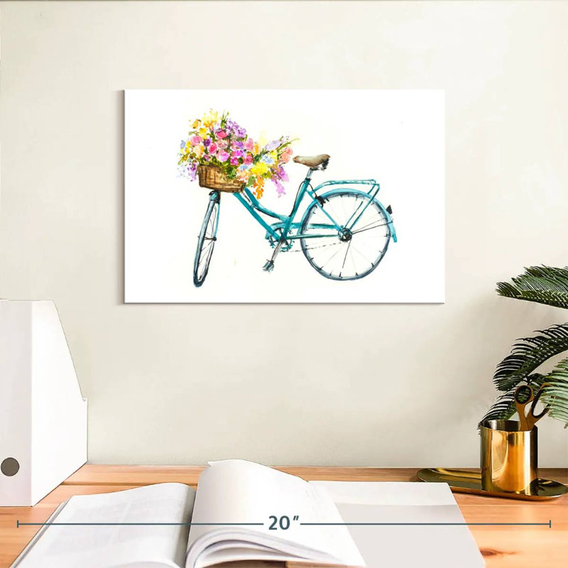 Vélo Mehar avec panier de fleurs, H 8 po x l 12 po