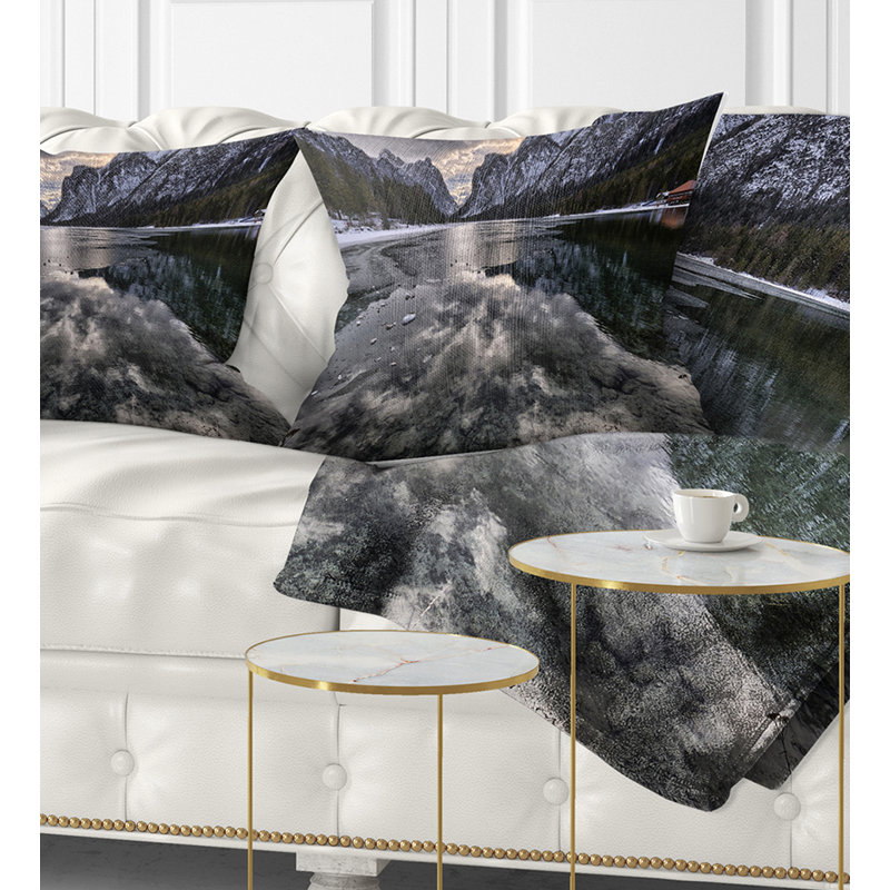 Coussin icy mountain lake avec oreiller landscape, 16 po x 1 po, Coussin décoratif