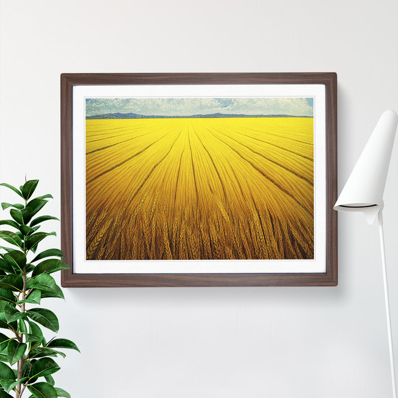 Contemporary Wheat Field - Framed Print, 46cm H x 64cm W x 2cm D, Walnut